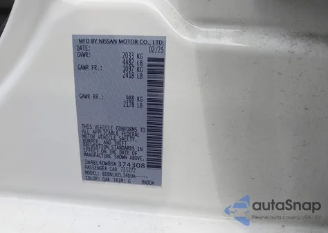 2025 Nissan Altima Sv Awd from USA, damaged, VIN 1N4BL4DW8SN374308